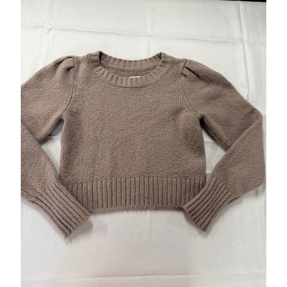 Maeve Sweater Womens XS Mauve Knit Crew Neck Cropped Fuzzy Boxy Anthropologie